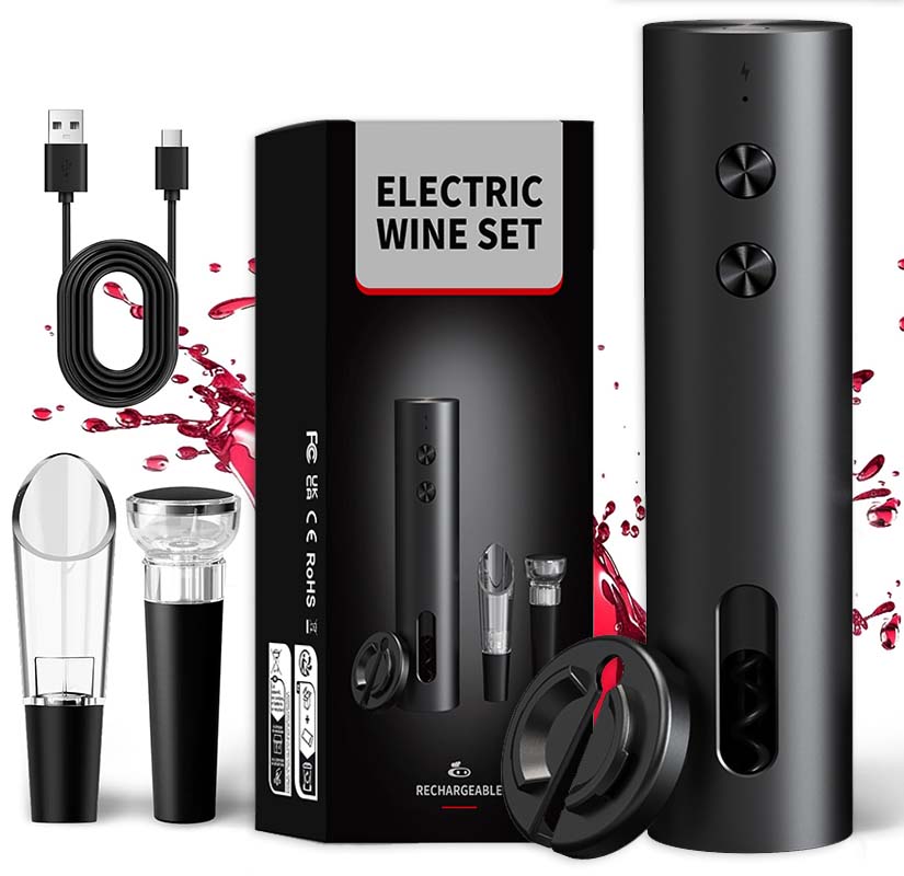 Bottle Stopper Set - Set Apribottiglie Elettrico 4-in-1 Ricaricabile USB,