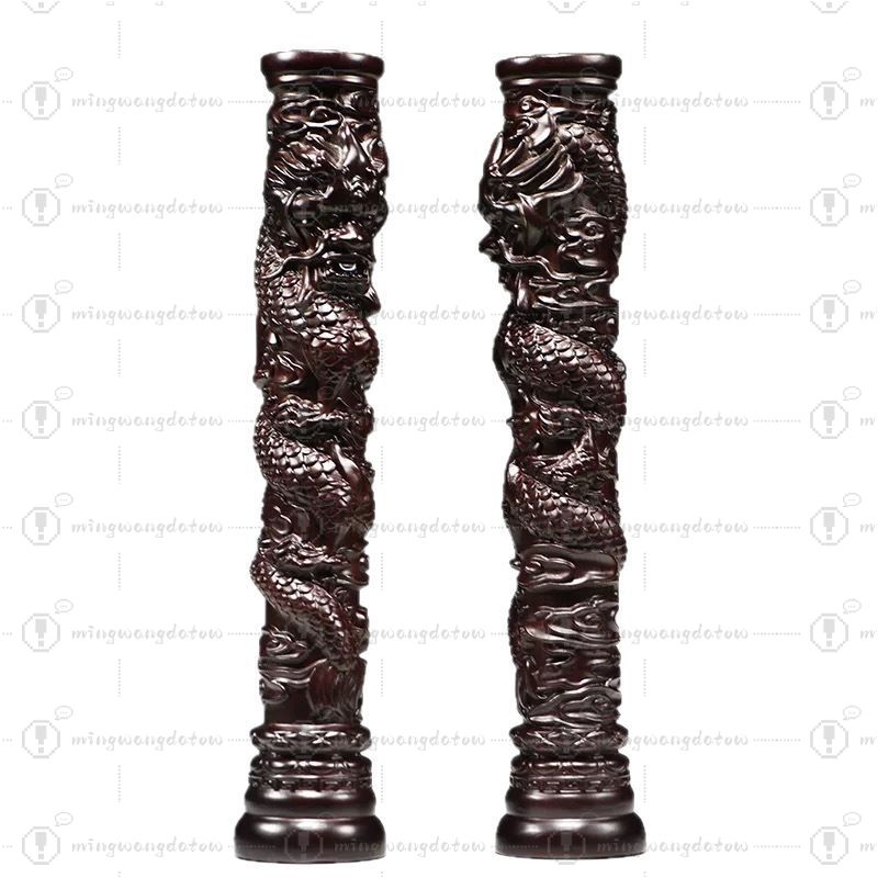 Wine & Beer Shop Photos - Statua a colonna di drago intagliato