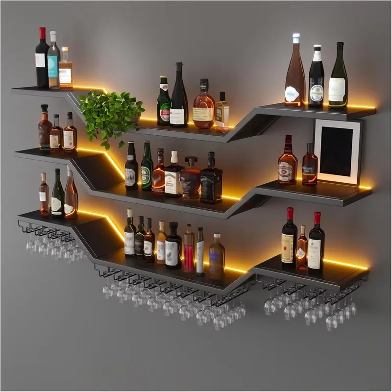 Wine & Beer Shop Photos - Portabottiglie da Parete a LED da